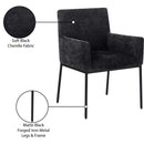  Color_Black -- Reeves Black Chenille Fabric Upholstered Dining Arm Chair IMAGE 9
