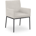  Color_Black/ Cream -- Reeves Cream Chenille Fabric Upholstered Dining Arm Chair IMAGE 1