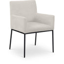  Color_Black/ Cream -- Reeves Cream Chenille Fabric Upholstered Dining Arm Chair IMAGE 1
