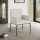  Color_Black/ Cream -- Reeves Cream Chenille Fabric Upholstered Dining Arm Chair IMAGE 2