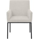  Color_Black/ Cream -- Reeves Cream Chenille Fabric Upholstered Dining Arm Chair IMAGE 3