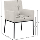  Color_Black/ Cream -- Reeves Cream Chenille Fabric Upholstered Dining Arm Chair IMAGE 8