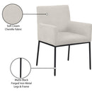  Color_Black/ Cream -- Reeves Cream Chenille Fabric Upholstered Dining Arm Chair IMAGE 9