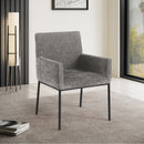  Color_Black/ Grey -- Reeves Grey Chenille Fabric Upholstered Dining Arm Chair IMAGE 2