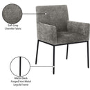  Color_Black/ Grey -- Reeves Grey Chenille Fabric Upholstered Dining Arm Chair IMAGE 9
