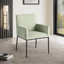  Color_Black/ Green -- Reeves Mint Chenille Fabric Upholstered Dining Arm Chair IMAGE 2