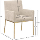 Meridian Reeves Beige Chenille Fabric Dining Chair IMAGE 8