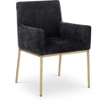  Color_Black/ Brass -- Reeves Black Chenille Fabric Upholstered Dining Arm Chair IMAGE 1