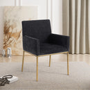  Color_Black/ Brass -- Reeves Black Chenille Fabric Upholstered Dining Arm Chair IMAGE 2