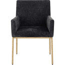  Color_Black/ Brass -- Reeves Black Chenille Fabric Upholstered Dining Arm Chair IMAGE 3