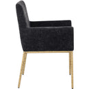 Color_Black/ Brass -- Reeves Black Chenille Fabric Upholstered Dining Arm Chair IMAGE 4