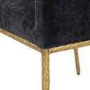  Color_Black/ Brass -- Reeves Black Chenille Fabric Upholstered Dining Arm Chair IMAGE 7