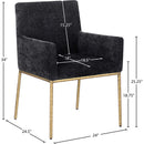  Color_Black/ Brass -- Reeves Black Chenille Fabric Upholstered Dining Arm Chair IMAGE 8
