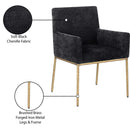  Color_Black/ Brass -- Reeves Black Chenille Fabric Upholstered Dining Arm Chair IMAGE 9