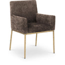  Color_Brass/ Brown -- Reeves Brown Chenille Fabric Upholstered Dining Arm Chair IMAGE 1
