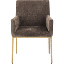  Color_Brass/ Brown -- Reeves Brown Chenille Fabric Upholstered Dining Arm Chair IMAGE 3