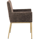  Color_Brass/ Brown -- Reeves Brown Chenille Fabric Upholstered Dining Arm Chair IMAGE 4