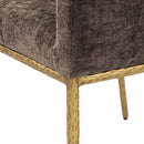 Color_Brass/ Brown -- Reeves Brown Chenille Fabric Upholstered Dining Arm Chair IMAGE 7