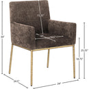  Color_Brass/ Brown -- Reeves Brown Chenille Fabric Upholstered Dining Arm Chair IMAGE 8