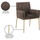 Color_Brass/ Brown -- Reeves Brown Chenille Fabric Upholstered Dining Arm Chair IMAGE 9