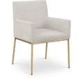  Color_Brass/ Cream -- Reeves Cream Chenille Fabric Upholstered Dining Arm Chair IMAGE 1