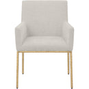  Color_Brass/ Cream -- Reeves Cream Chenille Fabric Upholstered Dining Arm Chair IMAGE 3