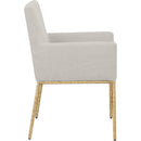  Color_Brass/ Cream -- Reeves Cream Chenille Fabric Upholstered Dining Arm Chair IMAGE 4