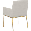  Color_Brass/ Cream -- Reeves Cream Chenille Fabric Upholstered Dining Arm Chair IMAGE 6