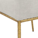  Color_Brass/ Cream -- Reeves Cream Chenille Fabric Upholstered Dining Arm Chair IMAGE 7