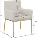  Color_Brass/ Cream -- Reeves Cream Chenille Fabric Upholstered Dining Arm Chair IMAGE 8