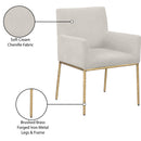  Color_Brass/ Cream -- Reeves Cream Chenille Fabric Upholstered Dining Arm Chair IMAGE 9