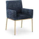 Color_Brass/ Navy -- Reeves Navy Chenille Fabric Upholstered Dining Arm Chair IMAGE 1