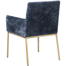  Color_Brass/ Navy -- Reeves Navy Chenille Fabric Upholstered Dining Arm Chair IMAGE 6