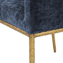  Color_Brass/ Navy -- Reeves Navy Chenille Fabric Upholstered Dining Arm Chair IMAGE 7
