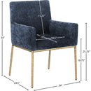  Color_Brass/ Navy -- Reeves Navy Chenille Fabric Upholstered Dining Arm Chair IMAGE 8