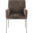 Color_Brown/ Silver -- Reeves Brown Chenille Fabric Upholstered Dining Arm Chair IMAGE 3