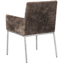  Color_Brown/ Silver -- Reeves Brown Chenille Fabric Upholstered Dining Arm Chair IMAGE 6