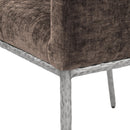  Color_Brown/ Silver -- Reeves Brown Chenille Fabric Upholstered Dining Arm Chair IMAGE 7