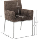  Color_Brown/ Silver -- Reeves Brown Chenille Fabric Upholstered Dining Arm Chair IMAGE 8