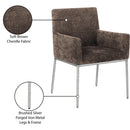  Color_Brown/ Silver -- Reeves Brown Chenille Fabric Upholstered Dining Arm Chair IMAGE 9