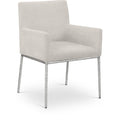  Color_Cream/ Silver -- Reeves Cream Chenille Fabric Upholstered Dining Arm Chair IMAGE 1