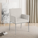  Color_Cream/ Silver -- Reeves Cream Chenille Fabric Upholstered Dining Arm Chair IMAGE 2