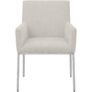  Color_Cream/ Silver -- Reeves Cream Chenille Fabric Upholstered Dining Arm Chair IMAGE 3