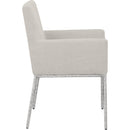  Color_Cream/ Silver -- Reeves Cream Chenille Fabric Upholstered Dining Arm Chair IMAGE 4
