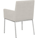  Color_Cream/ Silver -- Reeves Cream Chenille Fabric Upholstered Dining Arm Chair IMAGE 6