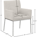  Color_Cream/ Silver -- Reeves Cream Chenille Fabric Upholstered Dining Arm Chair IMAGE 8