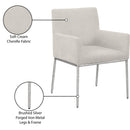  Color_Cream/ Silver -- Reeves Cream Chenille Fabric Upholstered Dining Arm Chair IMAGE 9