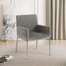  Color_Grey/ Silver -- Reeves Grey Chenille Fabric Upholstered Dining Arm Chair IMAGE 2