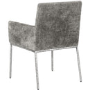  Color_Grey/ Silver -- Reeves Grey Chenille Fabric Upholstered Dining Arm Chair IMAGE 6