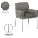  Color_Grey/ Silver -- Reeves Grey Chenille Fabric Upholstered Dining Arm Chair IMAGE 9